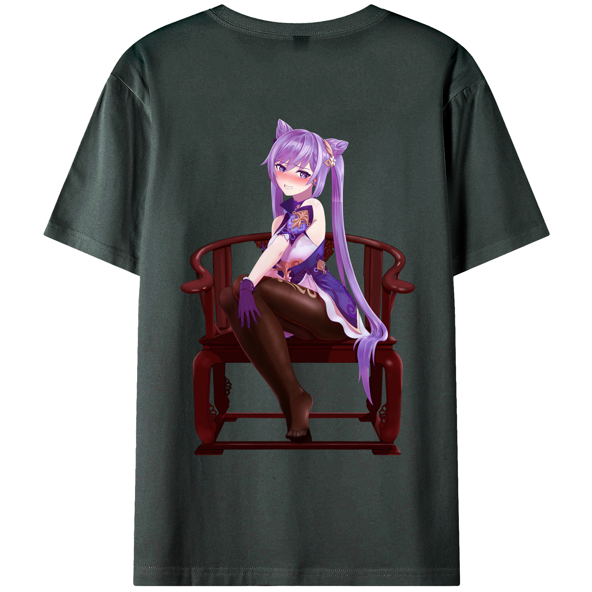 げんし神 刻晴 こくせい genshin Kokusei 綿100％ メンズ半袖Tシャツ（バックプリント） 通気性